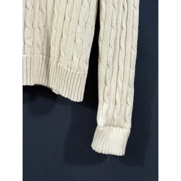 Polo Ralph Lauren Cable Knit Crew Neck Sweater 100% Cotton Tan Preppy Mens XL - Picture 12 of 14